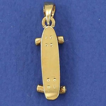 Pendentif planche de skate-board - Plaqué or