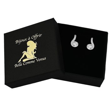 Boucles d'oreilles spirale d'oxyde de zirconium rond Argent 925 Rhodié