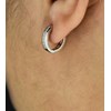 Boucles d'oreilles créoles anneau d'oxyde de zirconium Argent 925 Rhodié - vue V3