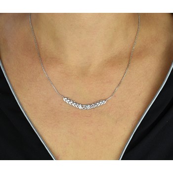 Spike laurel branch necklace Silver 925 Rhodium