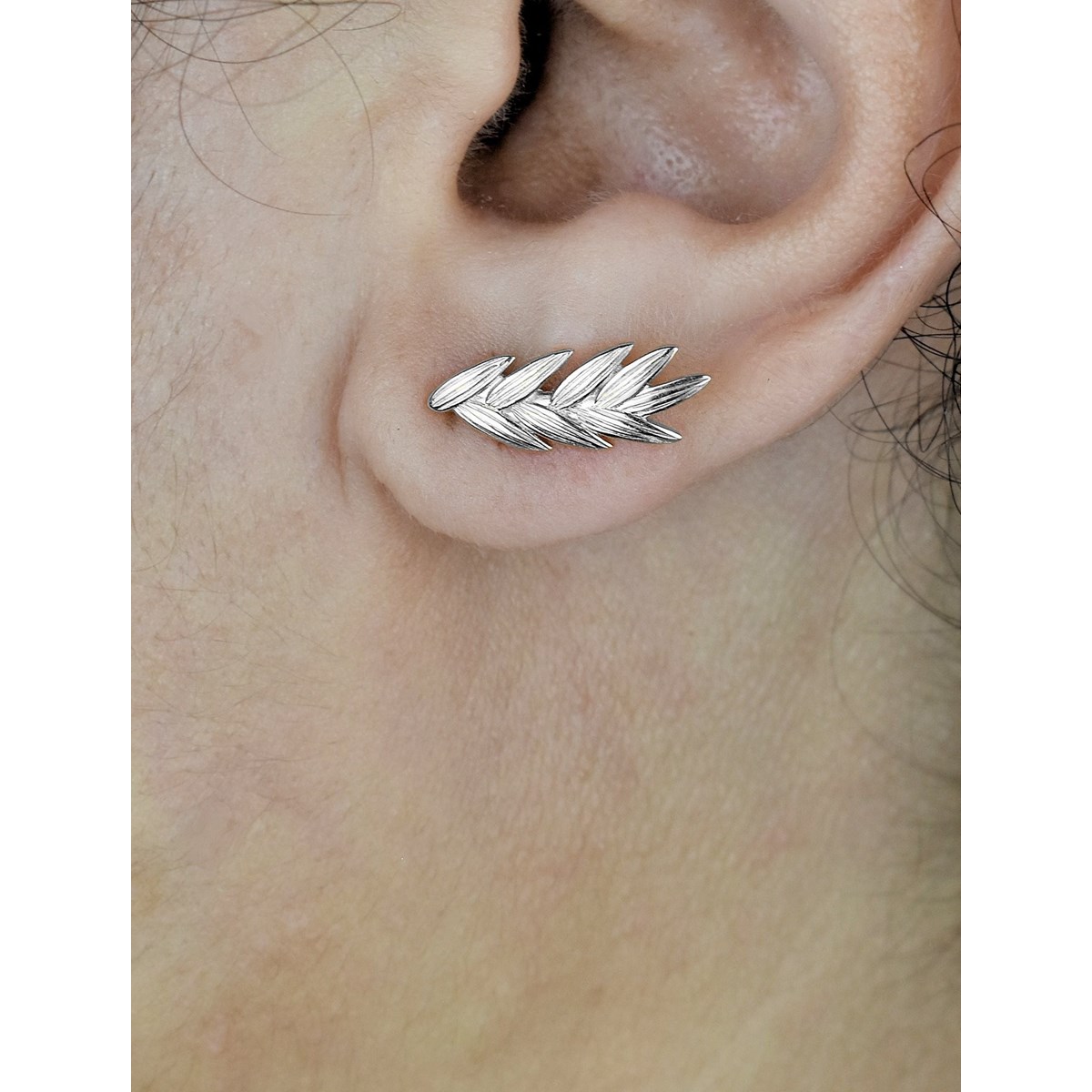 Boucles d'oreilles épi de blé Argent 925 Rhodié - vue 2