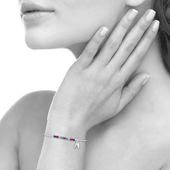 Bracelet plumes et perles colorées Argent 925 Rhodié