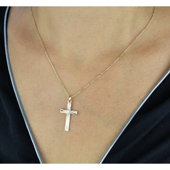 Collier croix ciselée Plaqué OR 750 3 microns