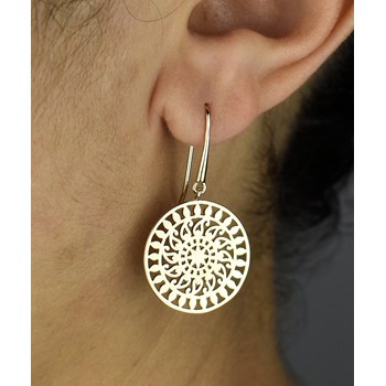 Boucles d'oreilles soleil arabesque ajouré Plaqué OR 750 3 microns