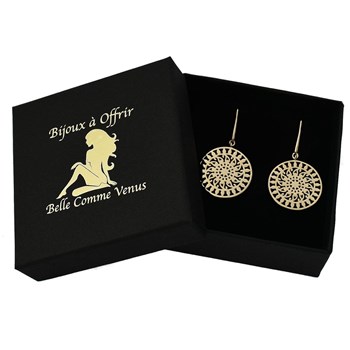 Boucles d'oreilles soleil arabesque ajouré Plaqué OR 750 3 microns