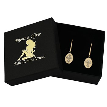 Boucles d'oreilles croix fleur de lys sertie d'oxydes de zirconium Plaqué OR 750 3 microns
