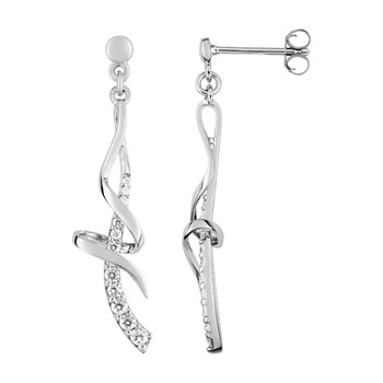 Boucles d'oreilles femme - Pendante - Argent 925 - Oxyde de zirconium