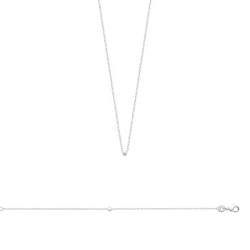 Collier Femme - Argent 925 - Oxyde de zirconium - Longueur : 45 cm