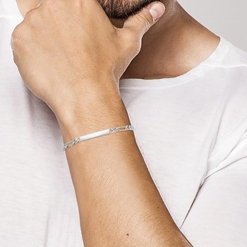 Gourmette Homme - Argent 925 - Cheval alternée 1+3 - Largeur : 4 mm - Longueur : 18 cm
