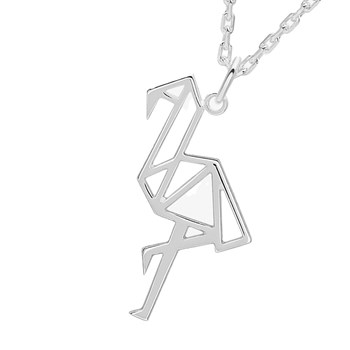 Collier Femme - Argent 925 - Longueur : 42 cm - Flamant Rose