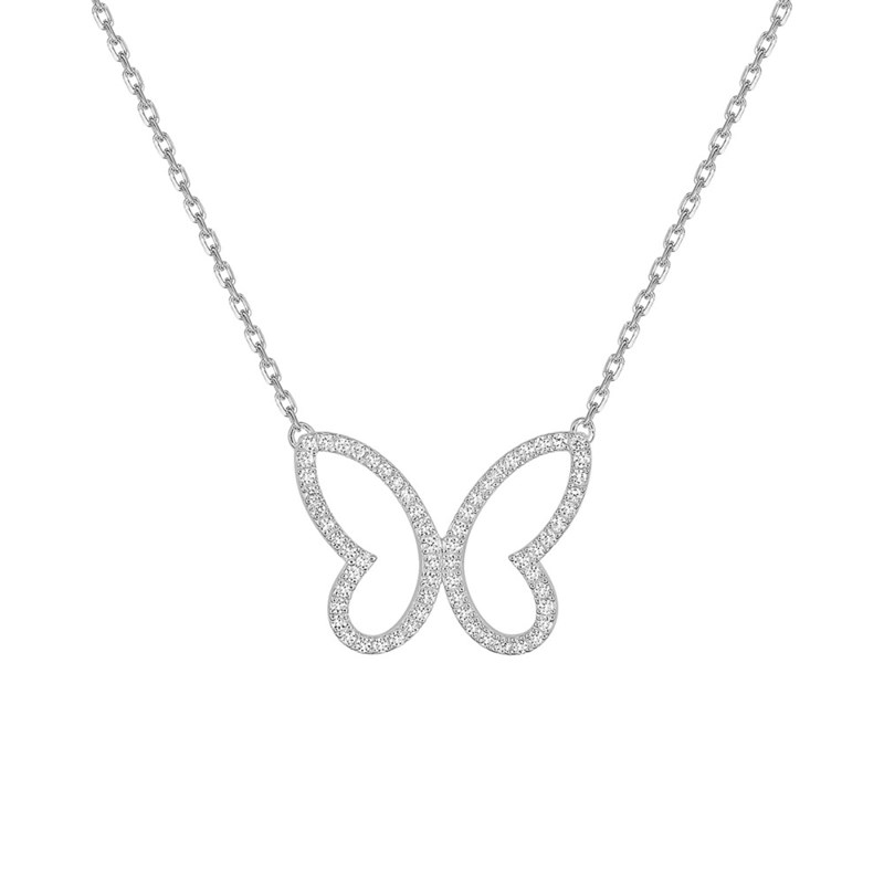 Collier papillon Femme - Oxyde de zirconium - Argent 925 - Longueur : 42 cm - vue 2