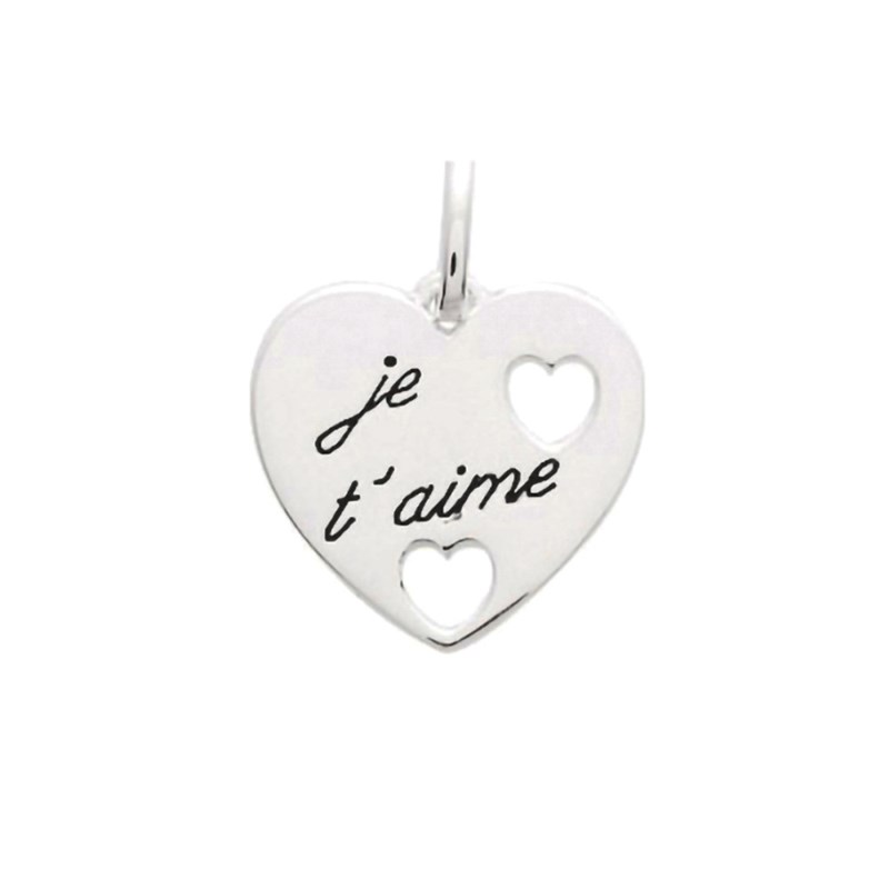 Pendentif coeur femme - Argent 925 - Je t'aime