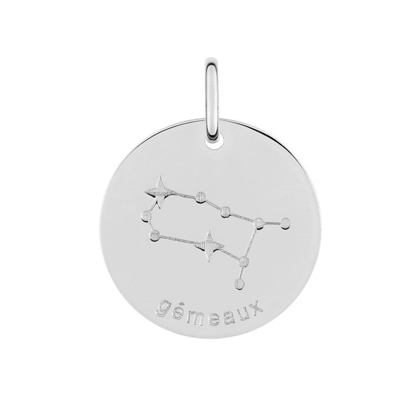 Pendentif mixte - Argent 925 -  Signe Astrologique - Constellation du Gémeaux