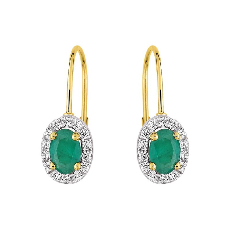 Boucles d'oreilles femme - oxyde de zirconium - Or 9 Carats - Emeraude - vue 2