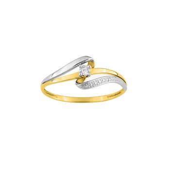 Bague Femme - bicolores - Or 9 Carats - Diamant