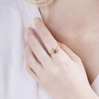 Bague femme - Rubis et Oxyde de zirconium - Or 9 Carats