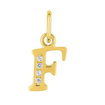 Pendentif initiale F - Or 18 Carats - Oxyde de zirconium
