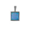 Pendentif argent rhodié opale bleue imitation forme carrée - vue V1
