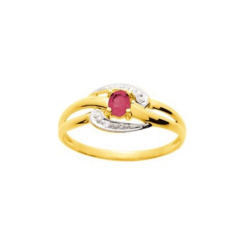 Bague Femme - Rubis - Or 18 Carats - Diamant 0,01 Carats