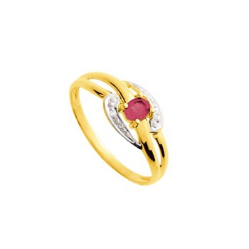 Bague Femme - Rubis - Or 18 Carats - Diamant 0,01 Carats