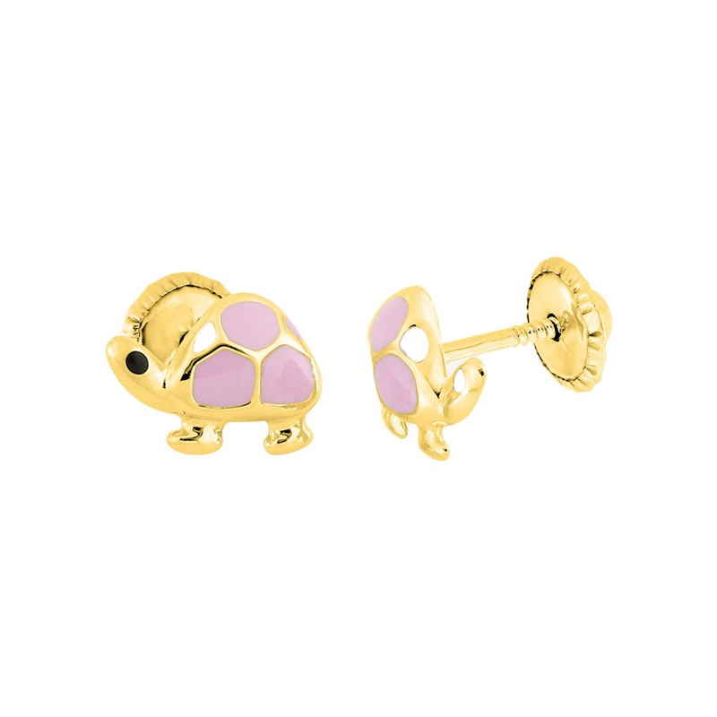 Boucles d'oreilles enfant - Or 9 Carats - Tortue - vue 2