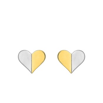 Boucles d'oreilles enfant - Or 9 Carats - Coeur Bicolore