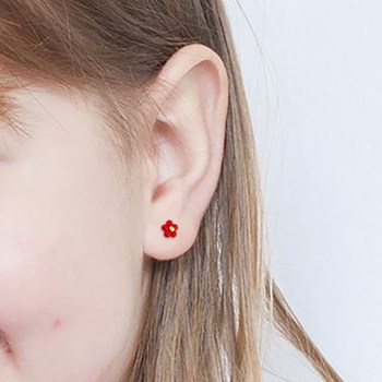 Boucles d'oreilles enfant - Or 9 Carats - Fleur