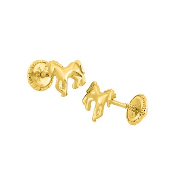 Boucles d'oreilles enfant - Or 9 Carats - Cheval