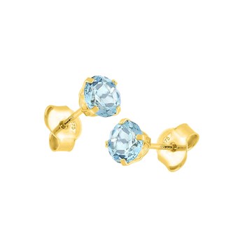 Boucles d'oreilles enfant - Clou - Or 9 Carats - Topaze Bleu