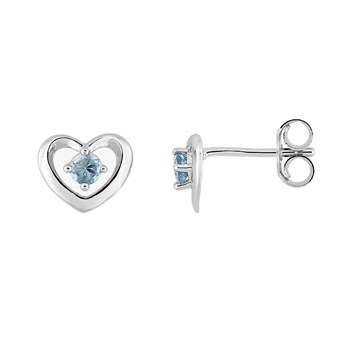 Boucles d'oreilles enfant - topaze - Or 9 Carats - Coeur