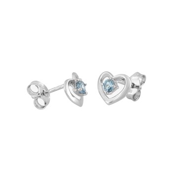Boucles d'oreilles enfant - topaze - Or 9 Carats - Coeur