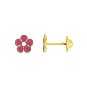 Boucles d'oreilles enfant - Or 9 Carats - Fleur