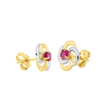 Boucles d'oreilles femme - Rubis - Or 9 Carats
