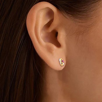 Boucles d'oreilles femme - Rubis - Or 9 Carats
