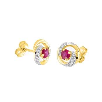 Boucles d'oreilles femme - rubis - Or 9 Carats