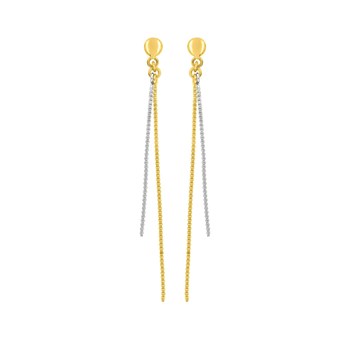 Boucles d'oreilles bicolores pendantes femme - Or 9 Carats