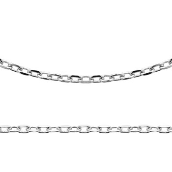 Chaine Mixte - Argent 925 - Chaîne forçat diamantée - Largeur : 2,6 mm - Longueur : 45 cm