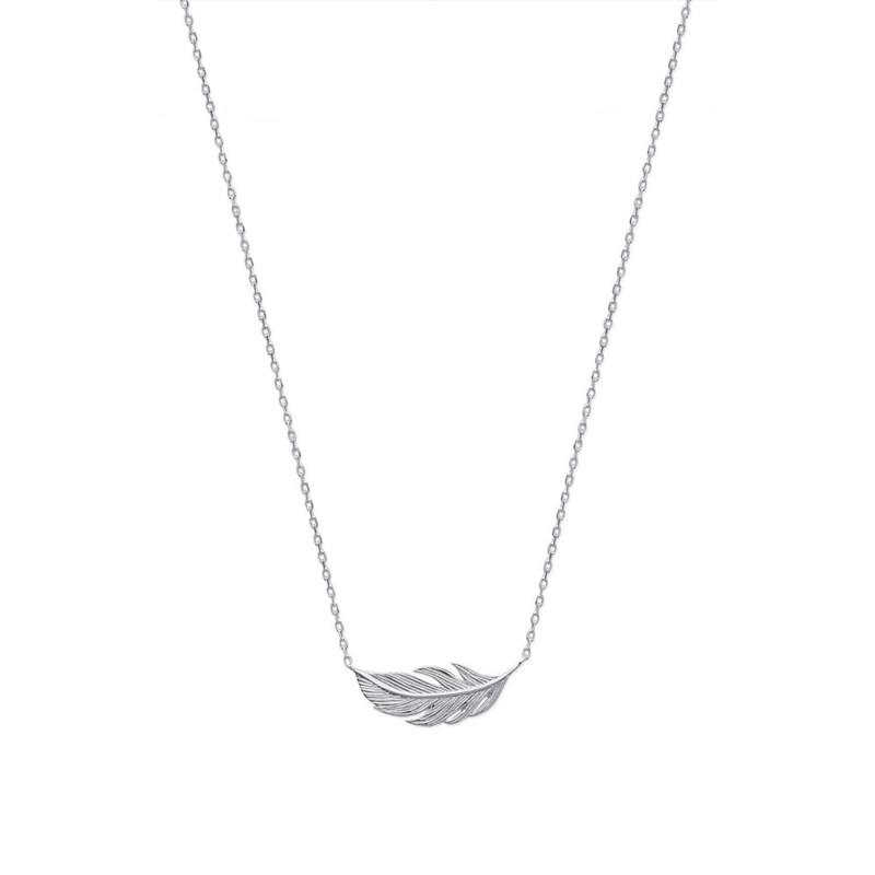 Collier Femme - Plume - Argent 925 - Longueur : 45 cm