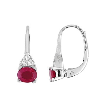 Boucles d'oreilles Femme - Or 18 Carats - Diamant et Rubis
