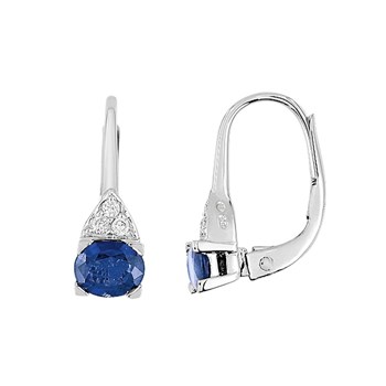 Boucles d'oreilles Femme - Or 18 Carats - Diamant et Saphir