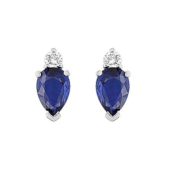 Boucles d'oreilles Femme - Or 18 Carats - Diamant et Saphir