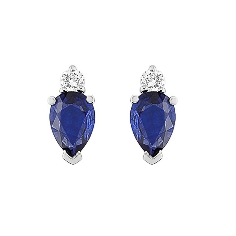 Boucles d'oreilles Femme - Or 18 Carats - Diamant et Saphir