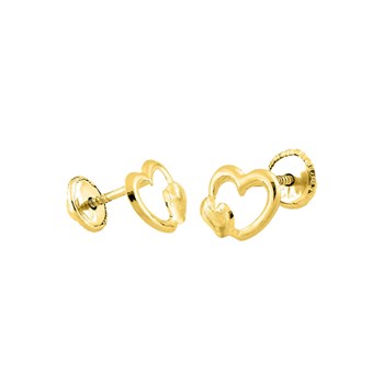 Boucles d'oreilles enfant - Or 18 Carats - Coeur