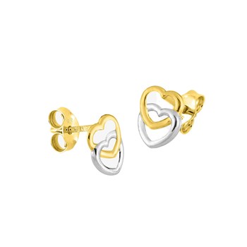 Boucles d'oreilles enfant bicolores - Or 18 Carats - Coeur