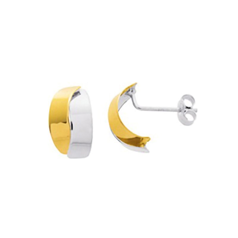 Boucles d'oreilles femme bicolores - Or 18 Carats