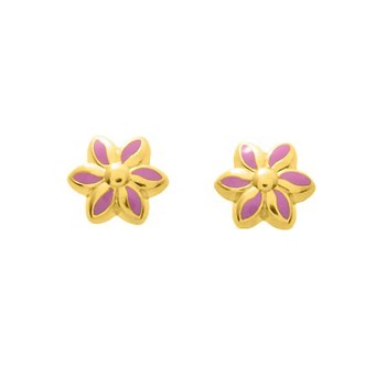 Boucles d'oreilles enfant - Or 18 Carats - Fleur