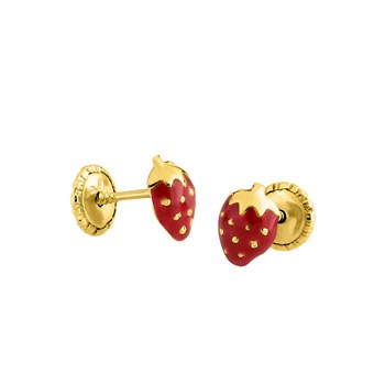 Boucles d'oreilles enfant - Or 18 Carats - Fraise