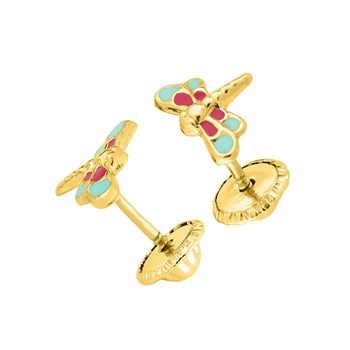 Boucles d'oreilles enfant - Or 18 Carats - Papillon