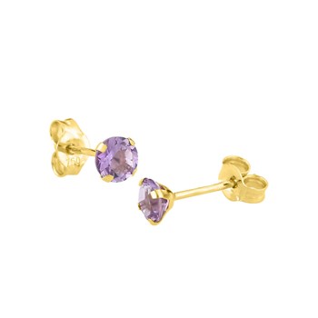 Boucles d'oreilles femme - Clou - Or 18 Carats - Améthyste - Diamètre : 4mm - 0,44 carat