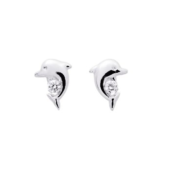 Boucles d'oreilles femme - Oxyde de zirconium - Or 18 Carats - Dauphin
